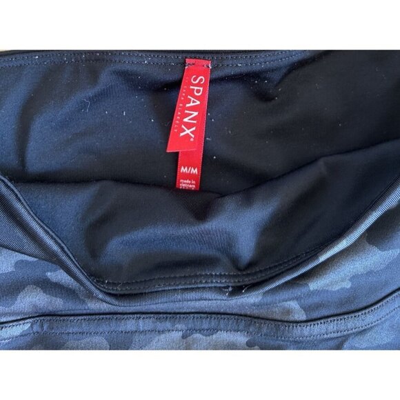 Black Spanx Camouflage Faux Leather High Waist Shapewear Leggings Camo Shine M - Picture 3 of 7